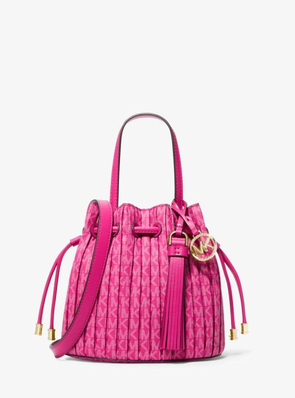Damske Prenosná Taška Michael Kors Willa Extra-Small Pleated Logo Ruzove - Kabelky Michael Kors Obchod | QUNTC-7516
